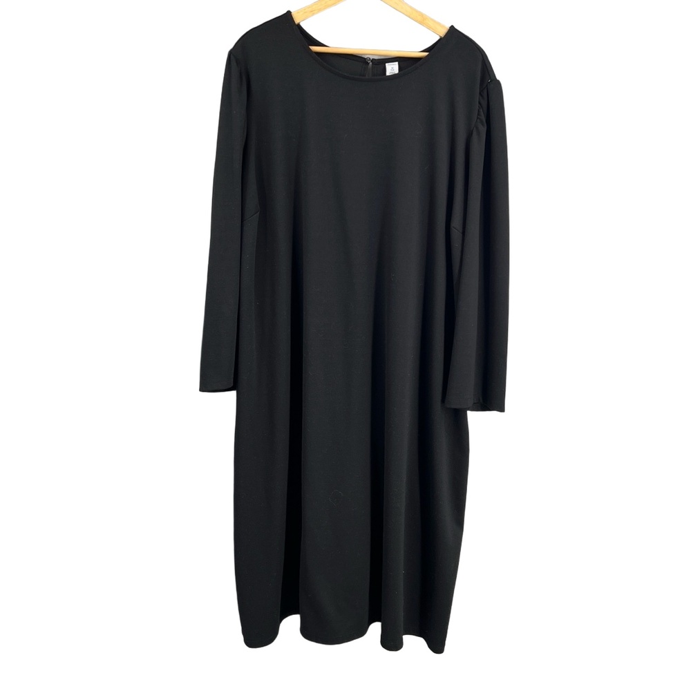 OLD NAVY‎ Black Midi Dress Knit Long Sleeve Keyhole Back Stretch Size 4X Plus